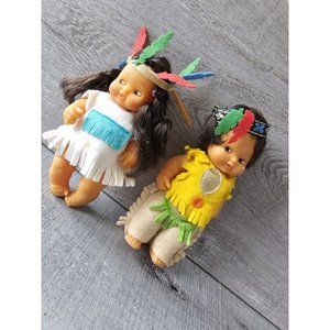 Vintage FAMOSA Los Cuentos de Barriguitas American Indian Doll Set 1980s